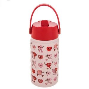 🌸NEW Kids Heart Pattern Water Bottle - Red